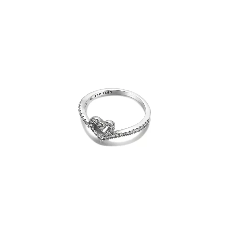 (imagen para) Anillo de corazón Pandora Wishbone brillante - 199302C01 - Ver 3