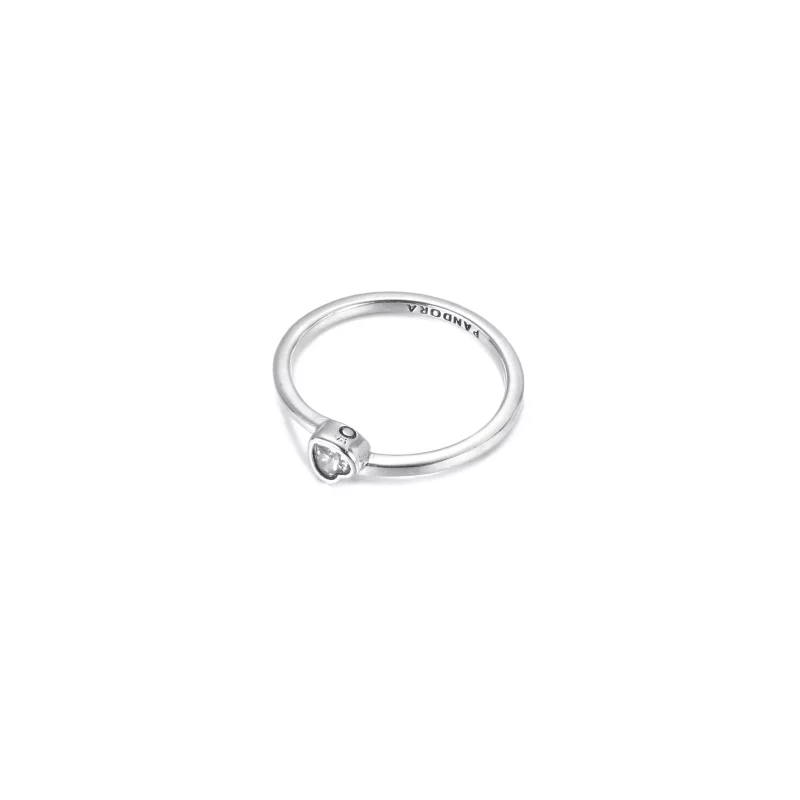 (imagen para) Anillo solitario de corazón inclinado transparente PANDORA - 199267C02 - Ver 3