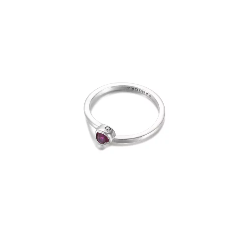 (imagen para) Anillo solitario PANDORA Corazón Inclinado Rojo - 199267C01 - Ver 2