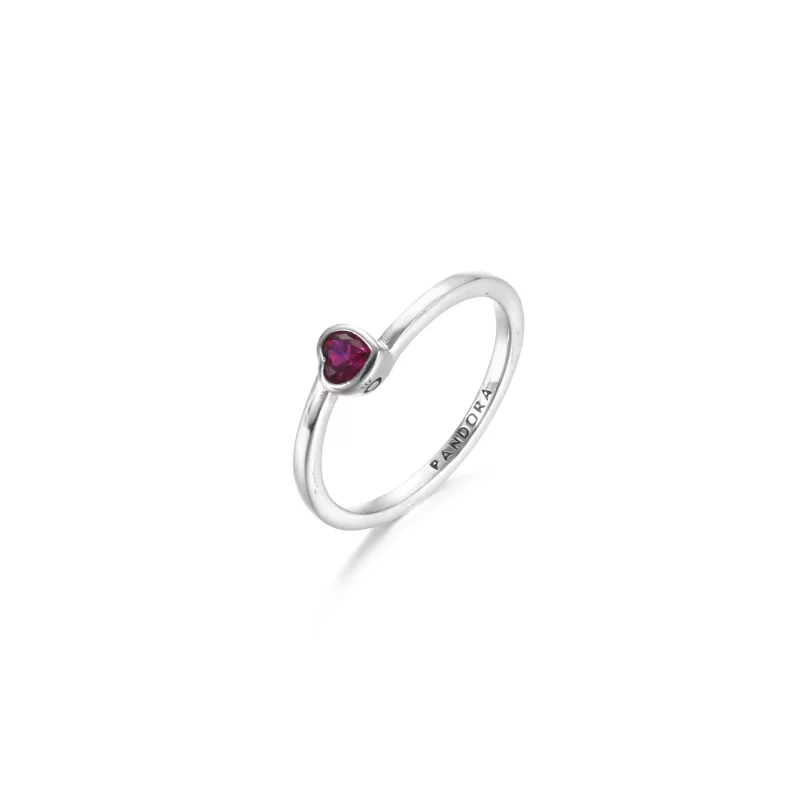 (imagen para) Anillo solitario PANDORA Corazón Inclinado Rojo - 199267C01 - Ver 3