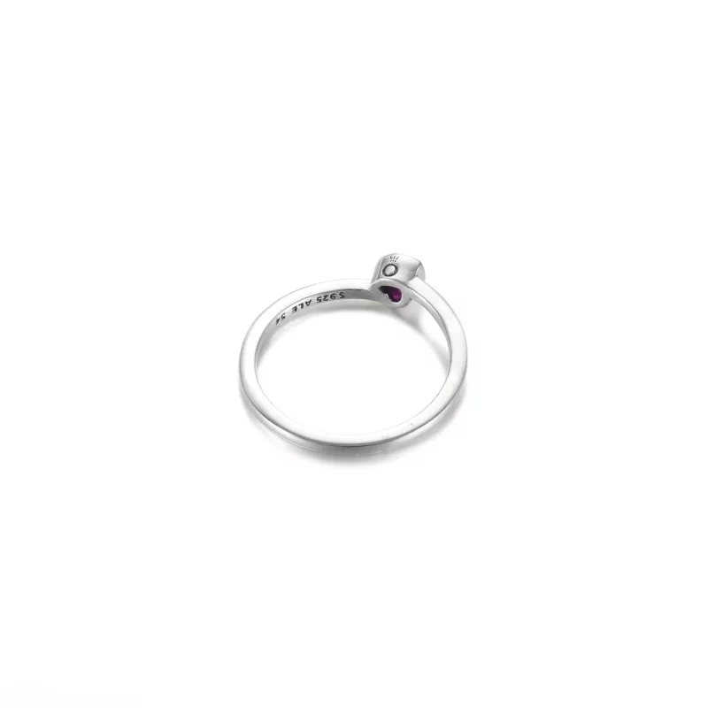 (imagen para) Anillo solitario PANDORA Corazón Inclinado Rojo - 199267C01 - Ver 4