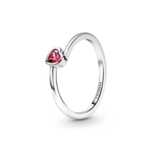 (imagen para) Anillo solitario PANDORA Corazón Inclinado Rojo - 199267C01