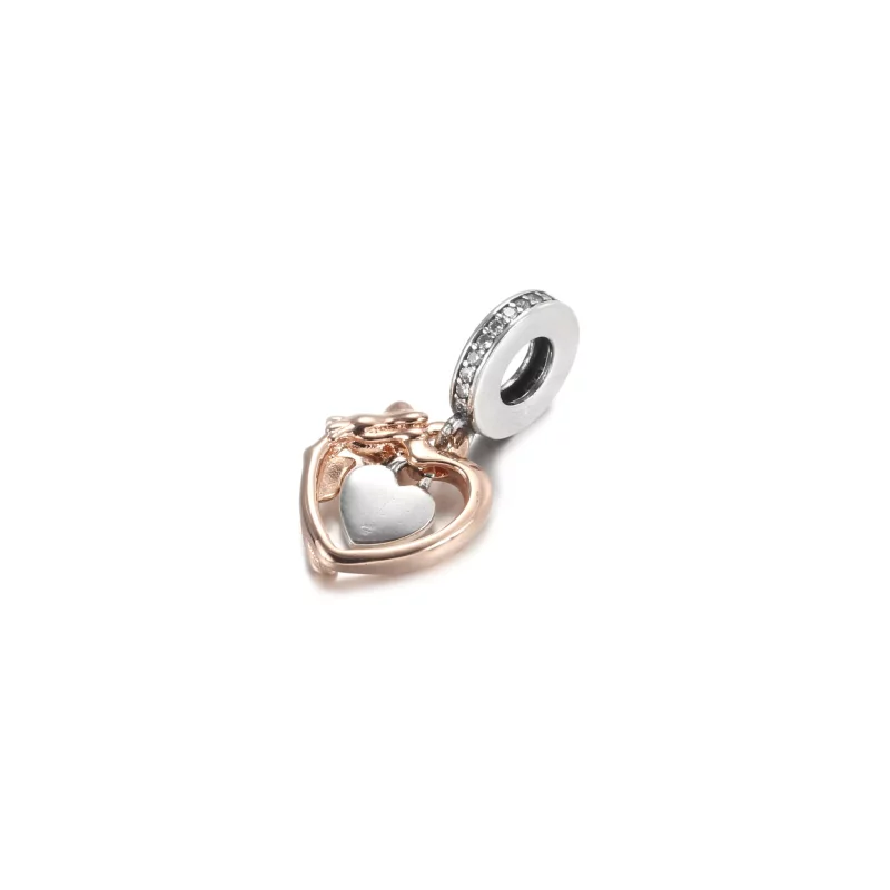 (imagen para) Charm colgante de corazón y flor de rosa PANDORA - 789290C01 - Ver 3