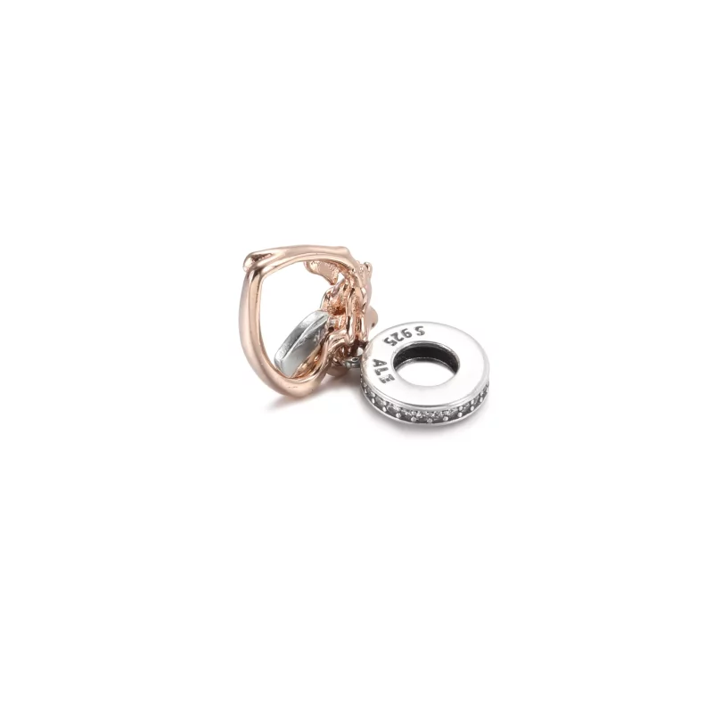 (imagen para) Charm colgante de corazón y flor de rosa PANDORA - 789290C01 - Ver 4