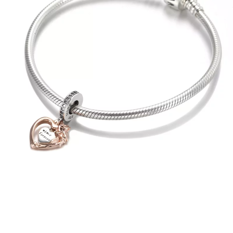 (imagen para) Charm colgante de corazón y flor de rosa PANDORA - 789290C01 - Ver 5