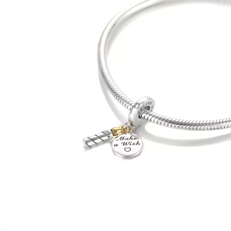 (imagen para) Charm colgante de vela de cumpleaños de dos tonos PANDORA - 799328C00 - Ver 5