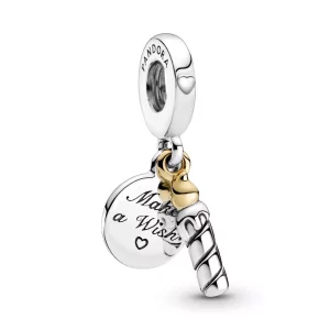 (imagen para) Charm colgante de vela de cumpleaños de dos tonos PANDORA - 799328C00