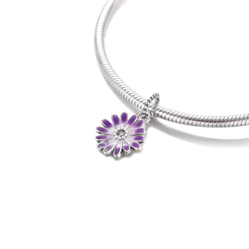 (imagen para) Charm colgante PANDORA Margarita Morada - 798771C01 - Ver 5