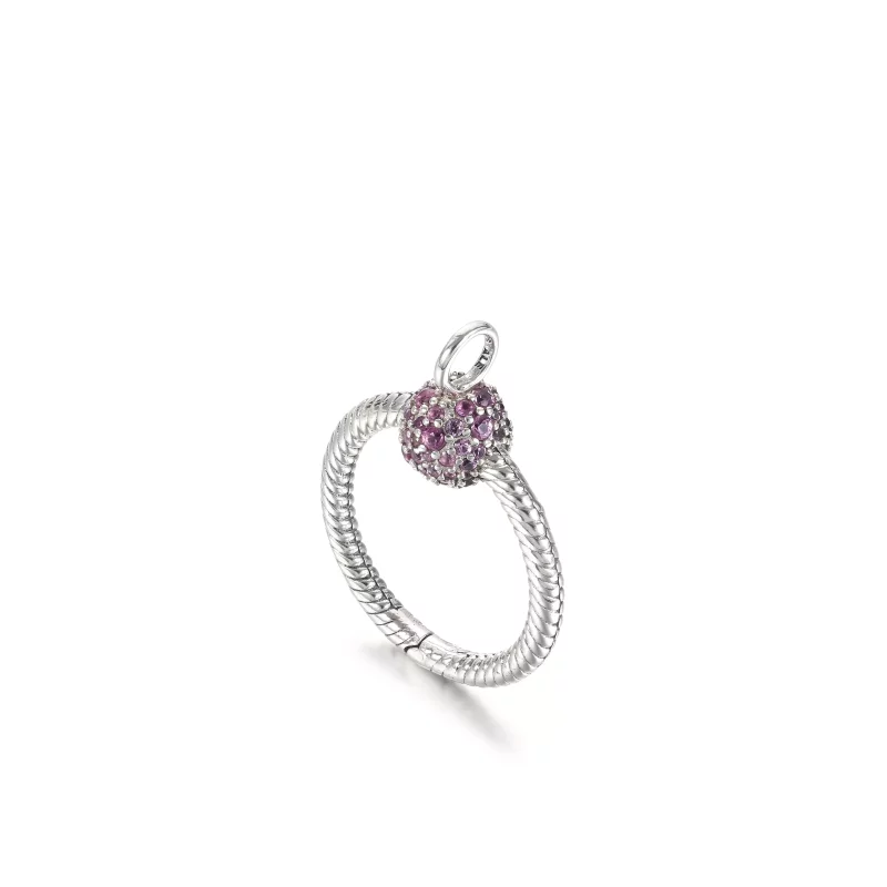 (imagen para) Colgante Pandora Moments pequeño con pavé rosa en forma de letra O - 399097C02 - Ver 2