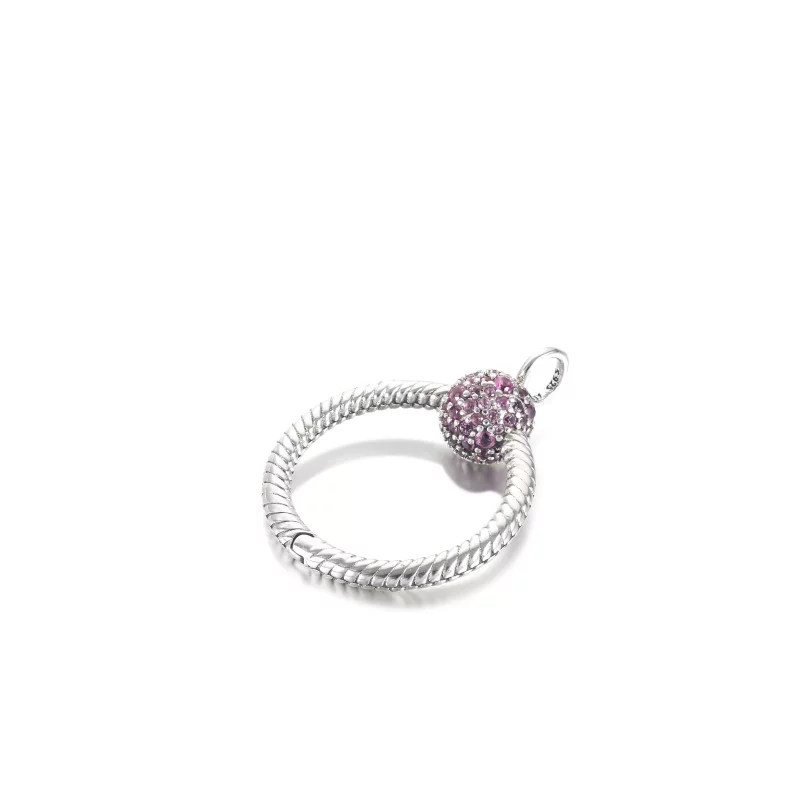 (imagen para) Colgante Pandora Moments pequeño con pavé rosa en forma de letra O - 399097C02 - Ver 3