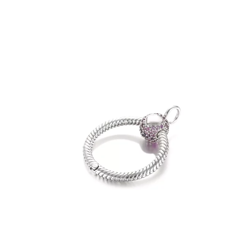 (imagen para) Colgante Pandora Moments pequeño con pavé rosa en forma de letra O - 399097C02 - Ver 4