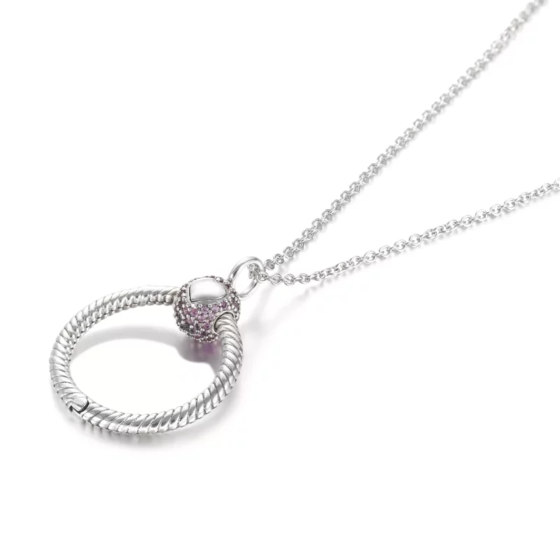 (imagen para) Colgante Pandora Moments pequeño con pavé rosa en forma de letra O - 399097C02 - Ver 5