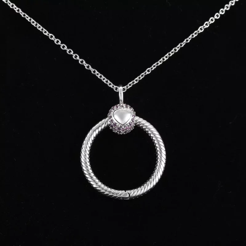 (imagen para) Colgante Pandora Moments pequeño con pavé rosa en forma de letra O - 399097C02 - Ver 6