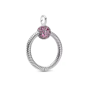 (imagen para) Colgante Pandora Moments pequeño con pavé rosa en forma de letra O - 399097C02