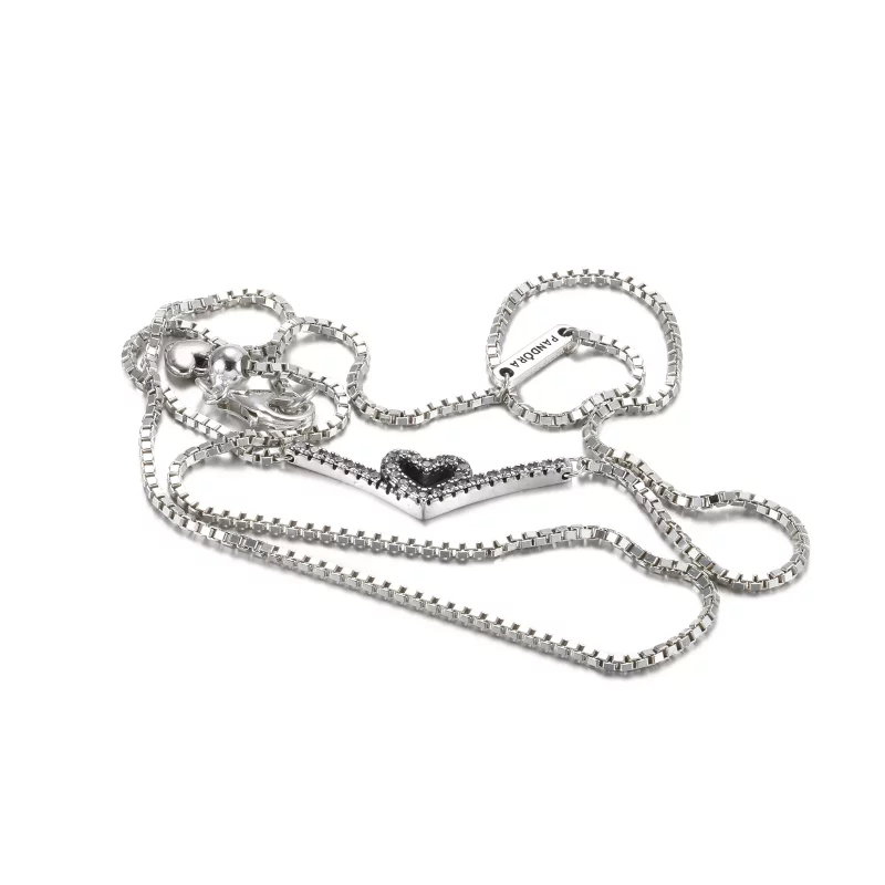(imagen para) Collar PANDORA Sparkling Wishbone Heart Collier - 399273C01 - Ver 5