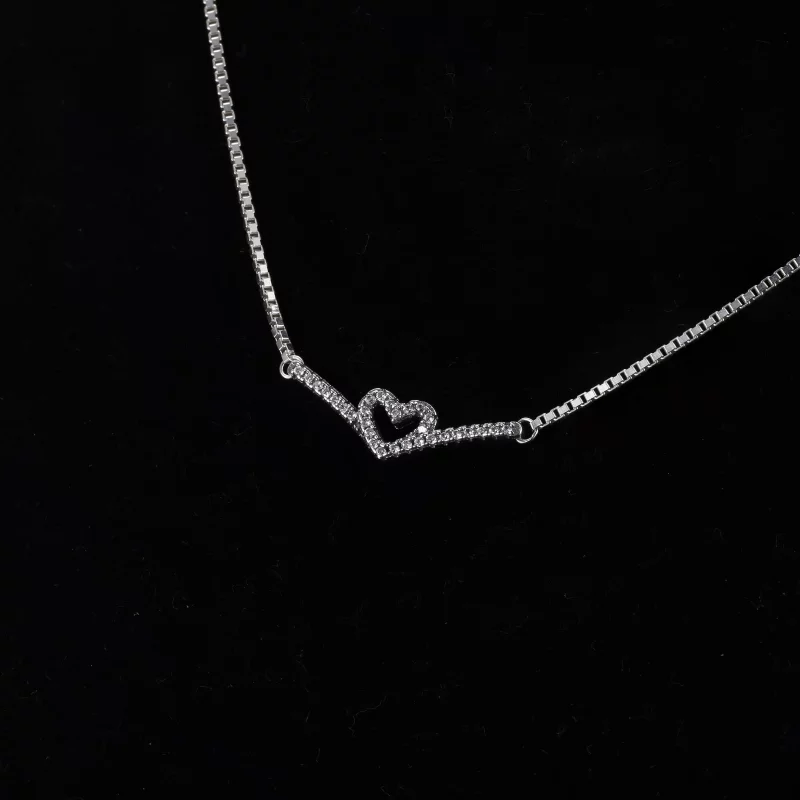 (imagen para) Collar PANDORA Sparkling Wishbone Heart Collier - 399273C01 - Ver 6