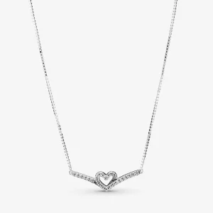 (imagen para) Collar PANDORA Sparkling Wishbone Heart Collier - 399273C01