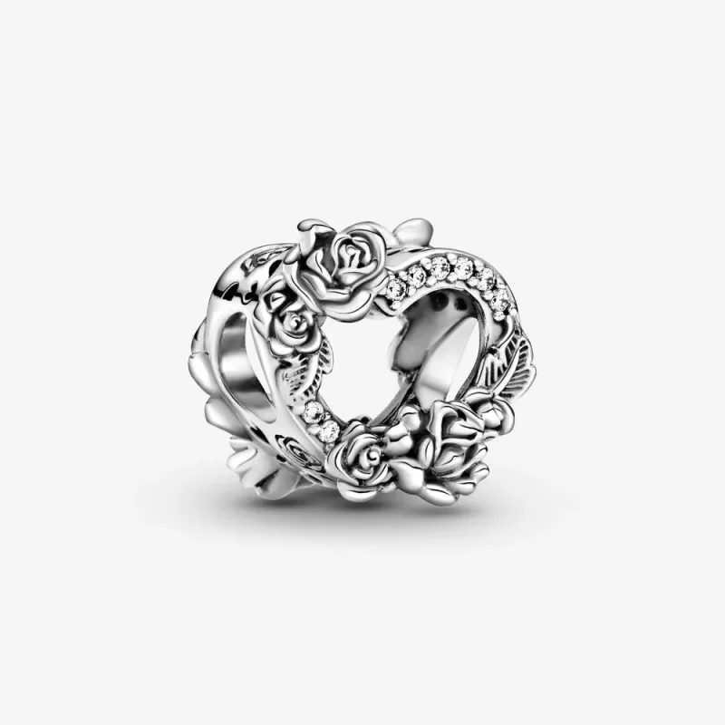 (imagen para) PANDORA Abalorio Corazón Abierto y Flores de Rosa - 799281C01