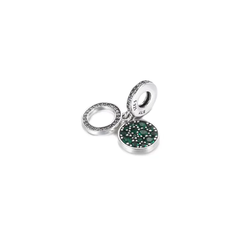 (imagen para) PANDORA Brillante Encanto de Doble Colgante de Disco Verde - 799186C02 - Ver 2