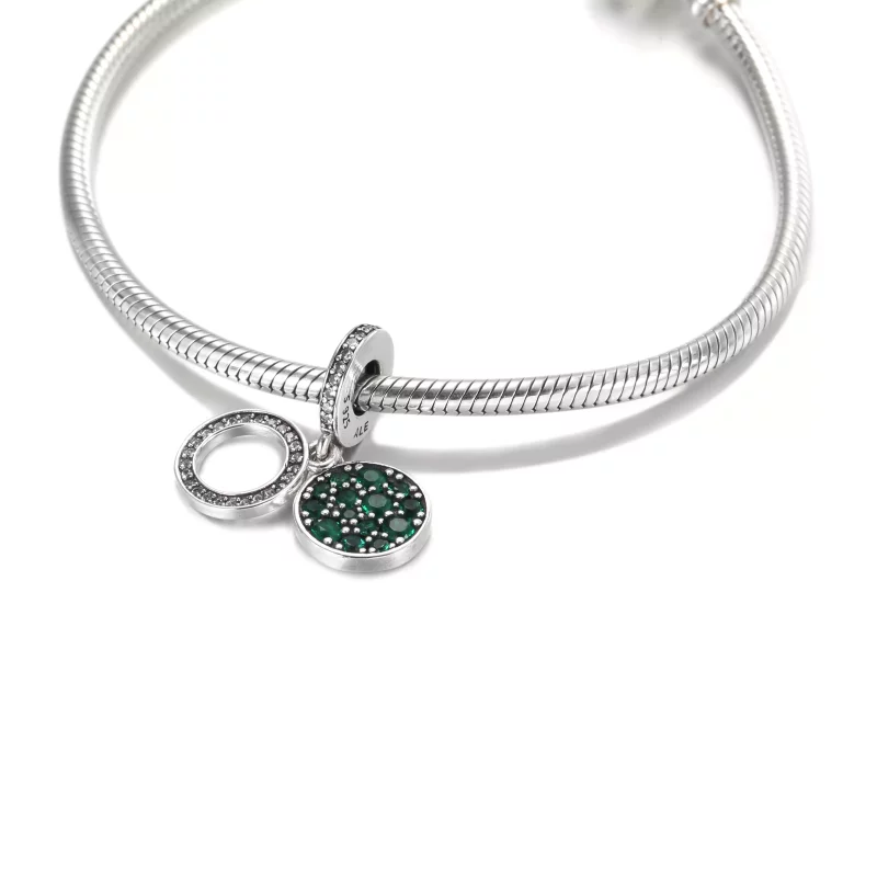 (imagen para) PANDORA Brillante Encanto de Doble Colgante de Disco Verde - 799186C02 - Ver 5