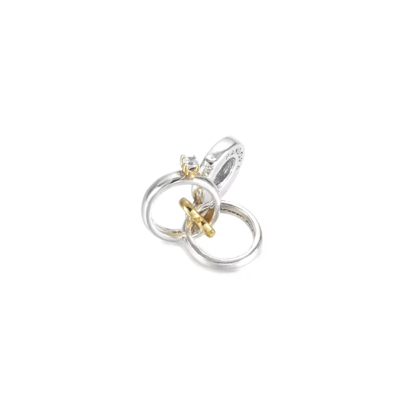 (imagen para) PANDORA Charm Colgante de Anillos de Boda Bicolor - 799319C01 - Ver 2