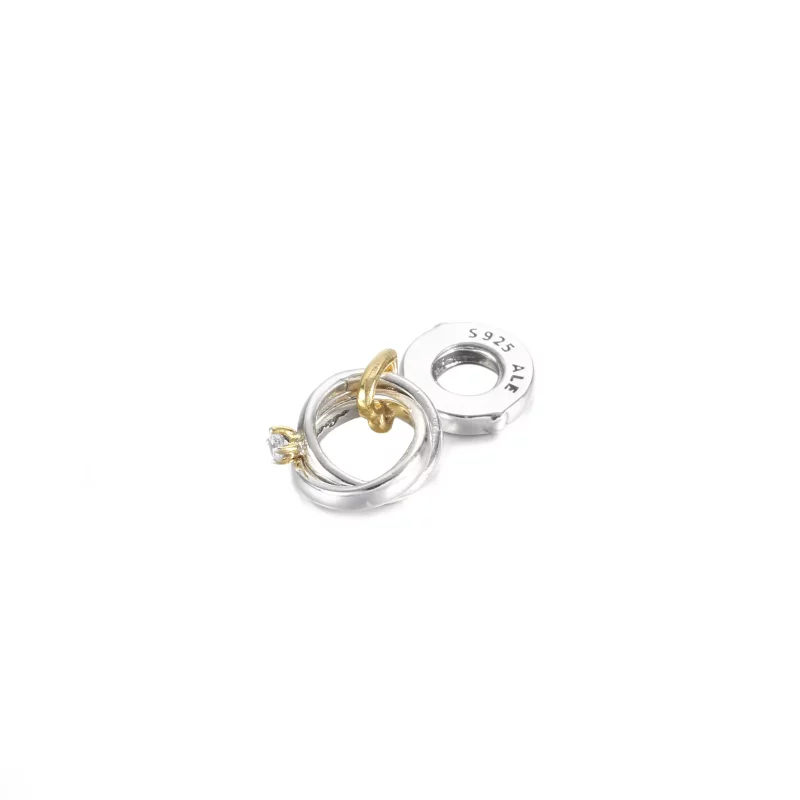 (imagen para) PANDORA Charm Colgante de Anillos de Boda Bicolor - 799319C01 - Ver 3
