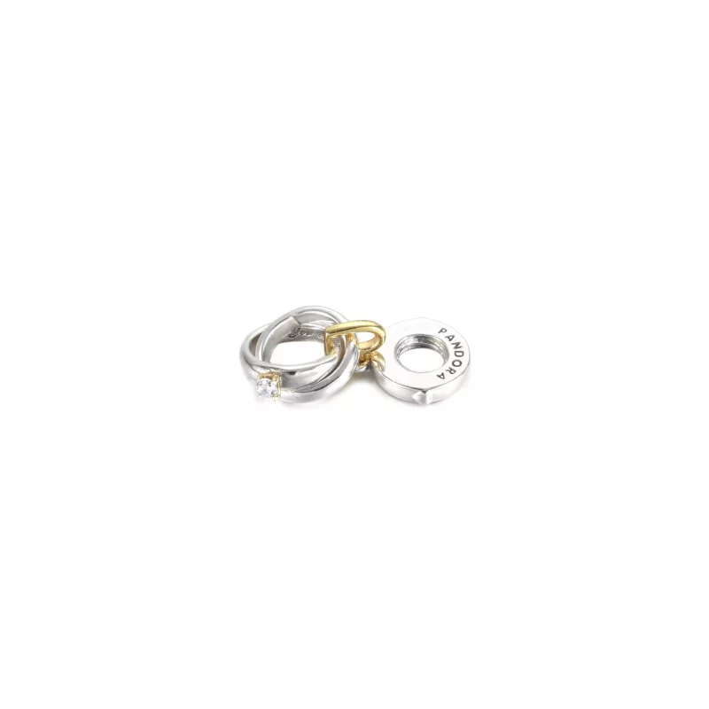 (imagen para) PANDORA Charm Colgante de Anillos de Boda Bicolor - 799319C01 - Ver 4
