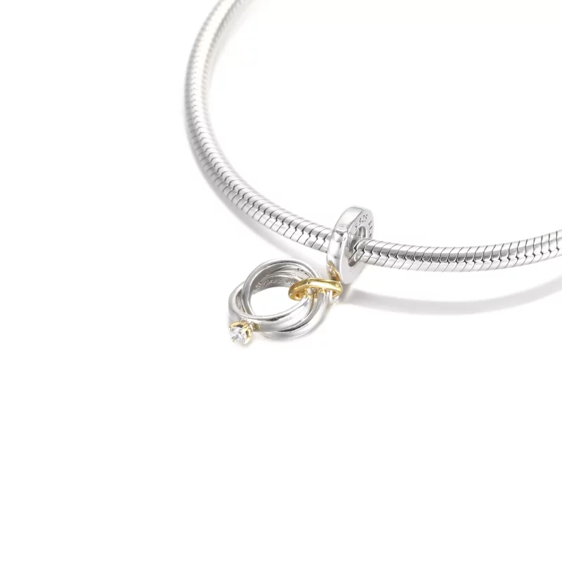 (imagen para) PANDORA Charm Colgante de Anillos de Boda Bicolor - 799319C01 - Ver 5