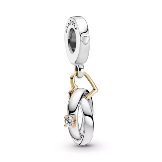 (imagen para) PANDORA Charm Colgante de Anillos de Boda Bicolor - 799319C01