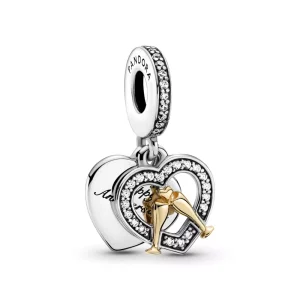 (imagen para) PANDORA Charm Colgante de Dos Tonos Feliz Aniversario - 799322C01