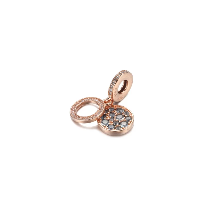 (imagen para) PANDORA Charm colgante doble con disco azul claro brillante - 789186C03 - Ver 2