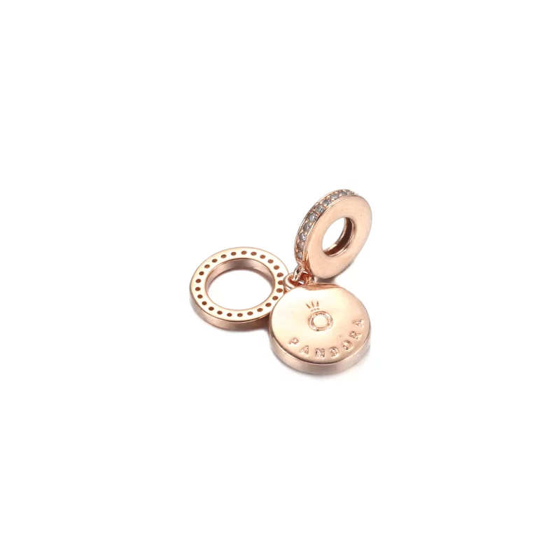 (imagen para) PANDORA Charm colgante doble con disco azul claro brillante - 789186C03 - Ver 4