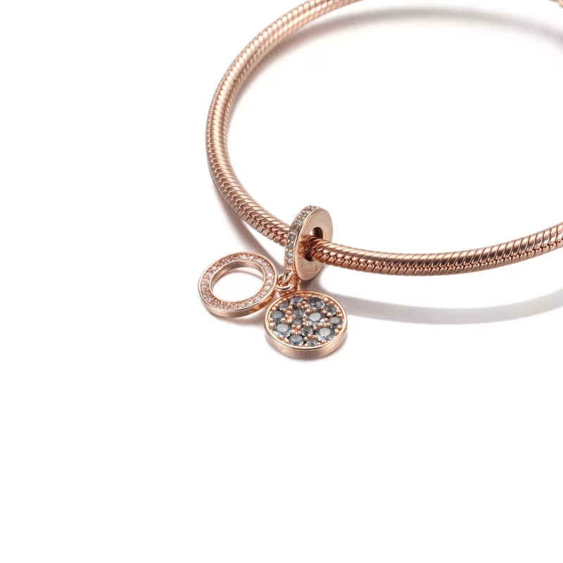 (imagen para) PANDORA Charm colgante doble con disco azul claro brillante - 789186C03 - Ver 5