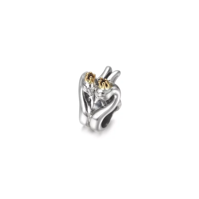 (imagen para) PANDORA Charm de dos tonos con cisnes y corazón - 799315C00 - Ver 2