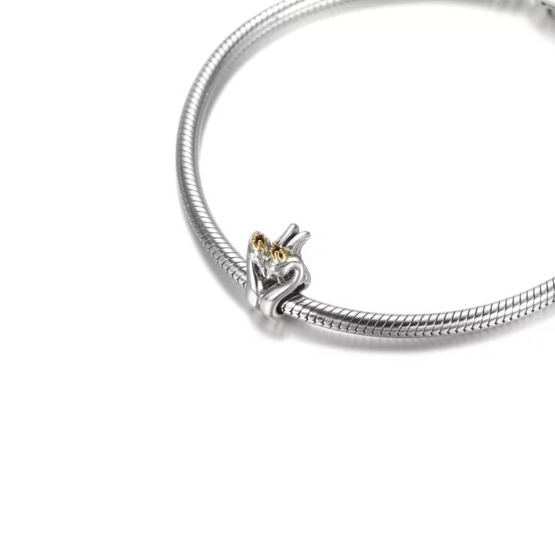 (imagen para) PANDORA Charm de dos tonos con cisnes y corazón - 799315C00 - Ver 5