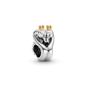 (imagen para) PANDORA Charm de dos tonos con cisnes y corazón - 799315C00