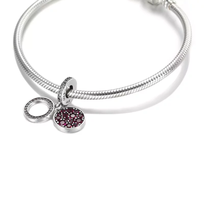 (imagen para) PANDORA Encanto Doble con Disco Rojo Brillante - 799186C03 - Ver 5