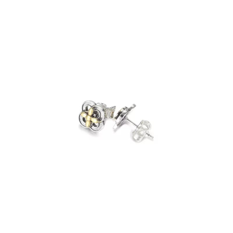 (imagen para) Pendientes de Botón de Dos Tonos PANDORA con Flor - 299349C00 - Ver 4