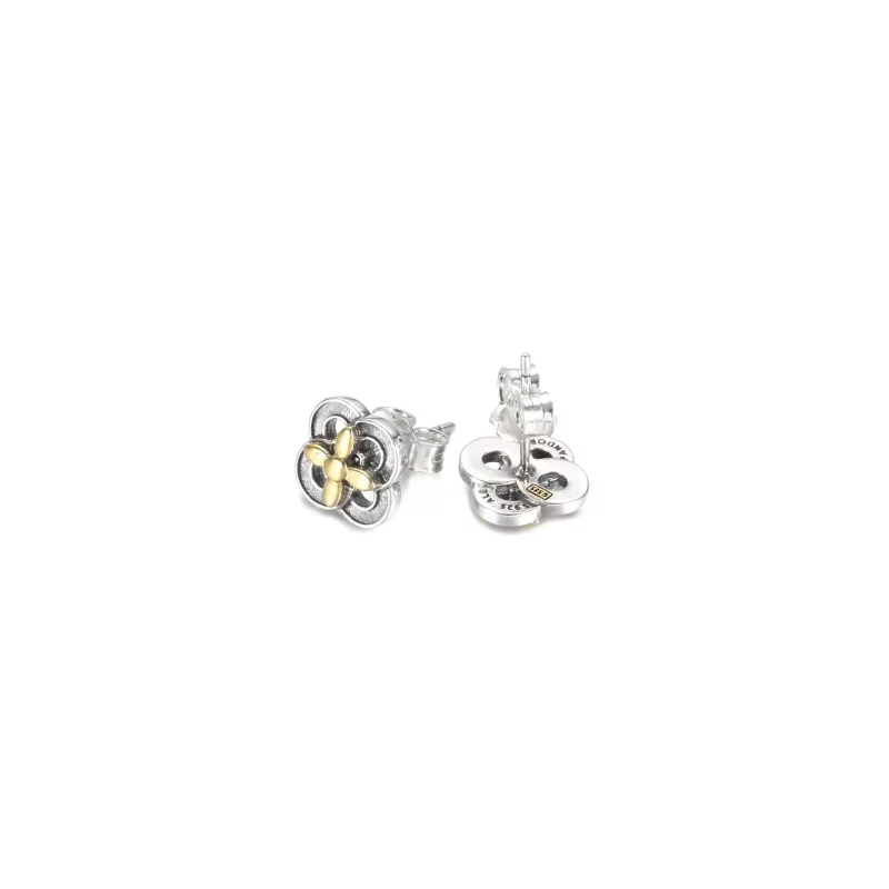 (imagen para) Pendientes de Botón de Dos Tonos PANDORA con Flor - 299349C00 - Ver 5