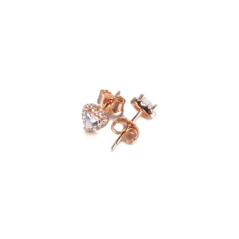 (imagen para) Pendientes de botón PANDORA Sparkling Elevated Heart - 288427C01 - Ver 3