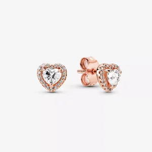 (imagen para) Pendientes de botón PANDORA Sparkling Elevated Heart - 288427C01