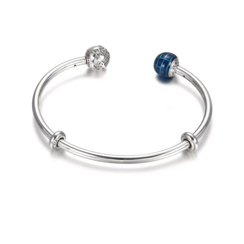 (imagen para) Pulsera abierta Pandora azul planeta y globo - 599223C01 - Ver 3