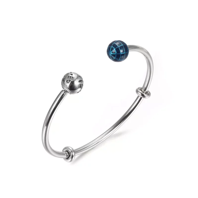 (imagen para) Pulsera abierta Pandora azul planeta y globo - 599223C01 - Ver 4