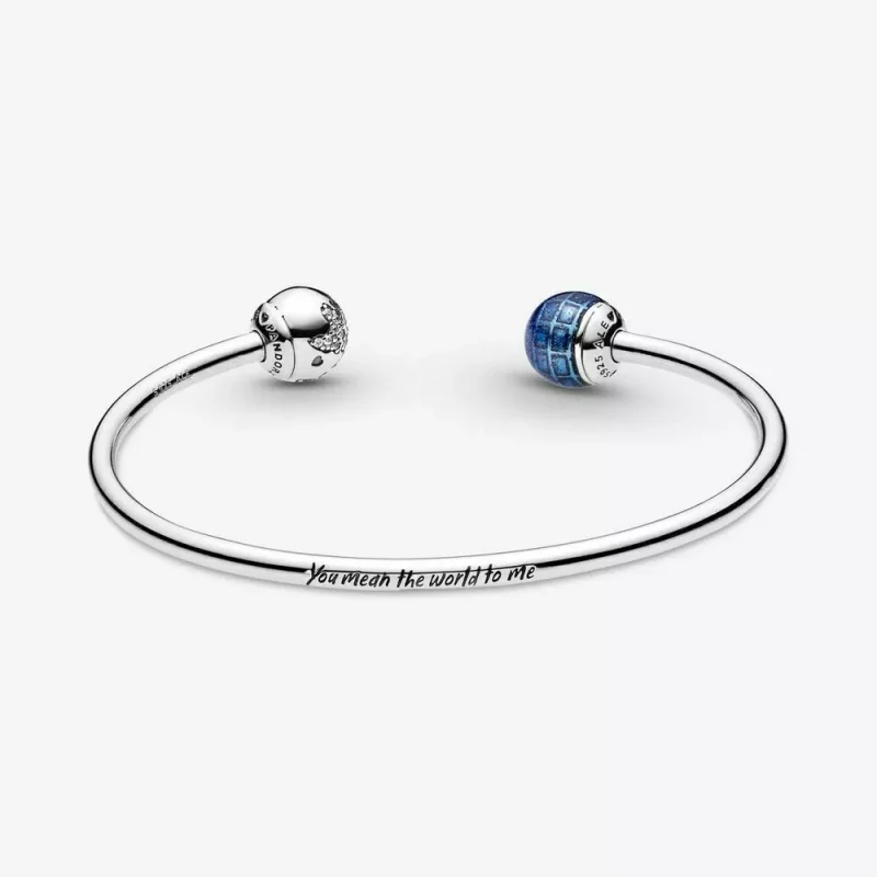 (imagen para) Pulsera abierta Pandora azul planeta y globo - 599223C01