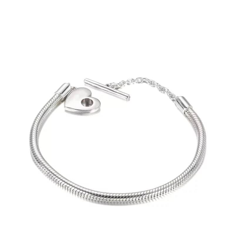(imagen para) Pulsera de cadena T-Bar de serpiente Pandora Moments Heart - 599285C00 - Ver 4