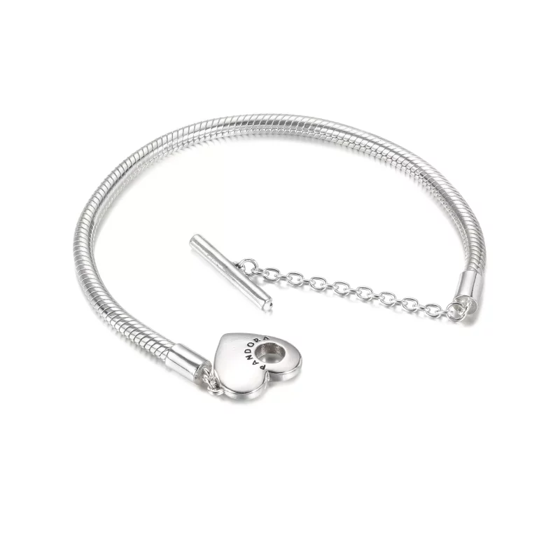 (imagen para) Pulsera de cadena T-Bar de serpiente Pandora Moments Heart - 599285C00 - Ver 5