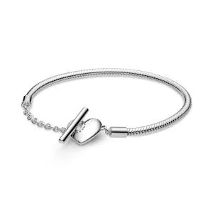 (imagen para) Pulsera de cadena T-Bar de serpiente Pandora Moments Heart - 599285C00