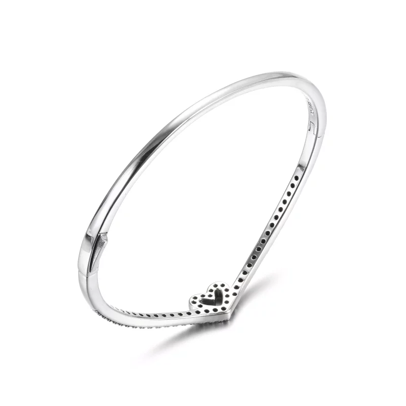 (imagen para) Pulsera de corazón en forma de herradura PANDORA Sparkling Wishbone - 599297C01 - Ver 4