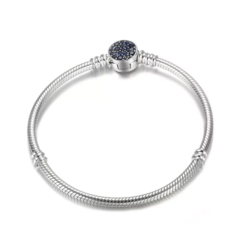 (imagen para) Pulsera Pandora Moments con cierre de disco brillante azul y cadena de serpiente - Ver 4