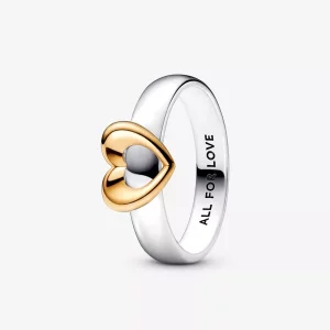 (imagen para) Anillo deslizante de corazón radiante de dos tonos PANDORA - 162504C00